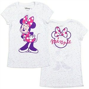 MINNIE MOUSE Girls 4-14 Front/Back Print T-Shirt